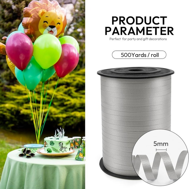 Isaspire 500 Yards Curling Ribbon with Spool, 1/5" Wide Crimped Texture Curling Ribbons - Perfect for Gift Box Wrapping, Florist Flowers, Birthday Party Decorations, Balloon String Ribbon in Silver - Image 2
